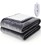 Sweetcrispy Heated Blanket Throw, 50''x60'' Heating Electric Blanket with 4 Heat Levels, Washable...
