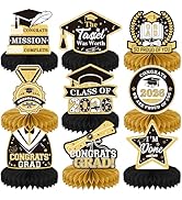 Adeyoo 9Pcs Graduation Centerpieces for Tables 2026 - Graduation Table Decorations Black and Gold...