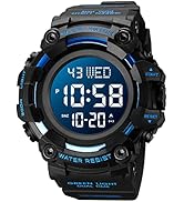 FANMIS Men's Digital 50M Waterproof Electronic Sport Watch Rubber Band Army Military 24H Time LED...