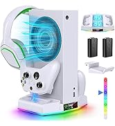Cooling Stand & Charging Station for Xbox Series S with RGB Light Strip,Dual Charger of Controlle...