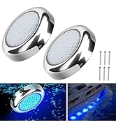 RVZONE 3.5inch Round Underwater Boat Lights IP68 Waterproof Led Boat Lights 2400LM Surface Mount ...