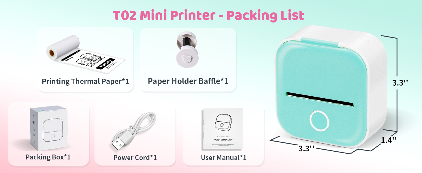 T02 Mini Sticker Printer - Wireless Sticker Maker Machine