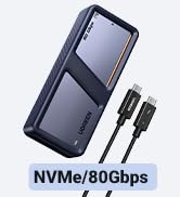 UGREEN 80Gbps M.2 NVMe SSD Enclosure with Cooling Fan, Compatible with Thunderbolt 5/4/3/USB 4 M-...