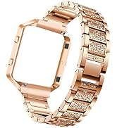 UKCOCO Comaptible for Fitbit Blaze Band with Case Frame Diamond Crystal Metal Replacement Strap W...
