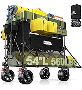 Hikemoon 400L Double Decker Wagon with Tailgate 54'' Extra Long, 560LBS Heavy Duty Wagons Carts F...