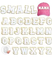 Small Chenille Letters Patches 1.57 inch 52PCS White Self Adhesive Letter Stickers Fuzzy Varsity ...