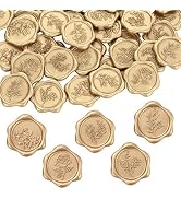Pollize 50PCS Gold Wax Seal Stickers 5 in 1, Wedding Envelope Seal Stickers, Self-Adhesive 3D Lea...