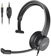 EKSA H15 Headset with Microphone for Laptop, PC Headset with Mic Noise Cancelling, 3.5mm Cable, i...