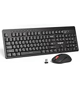 Wireless Keyboard and Mouse Combo with Silent Touch, 104-Key Full Size with 8 Additional Shortcut...