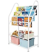 aboxoo Metal Kids Bookshelf Freestanding for Children Room 25 inches Toddler White Bookcase Toy O...