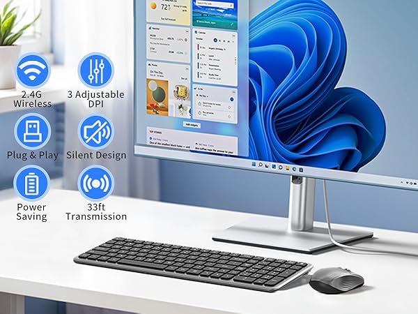 Compact wireless keyboard and mouse