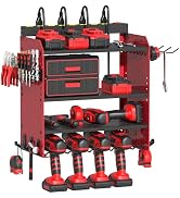 Power Tool Organizer with Charging Station, Wall Mount Garage Holder, Utility Rack for Storage Dr...