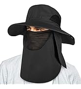 Fishing Hat with Face Cover Neck Flap Wide Brim UPF50+ Sun Protection for Men