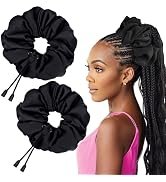 2 pcs Adjustable Afro Puff Hair Tie, Extra Large Satin Scrunchies, No Damage Durable Afro Puff Ac...
