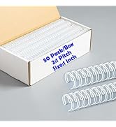 1 Inch Double Loop Wire Binding Spines 2:1 Pitch White, 50 Pack Notebook Binding Rings 220 Sheet ...