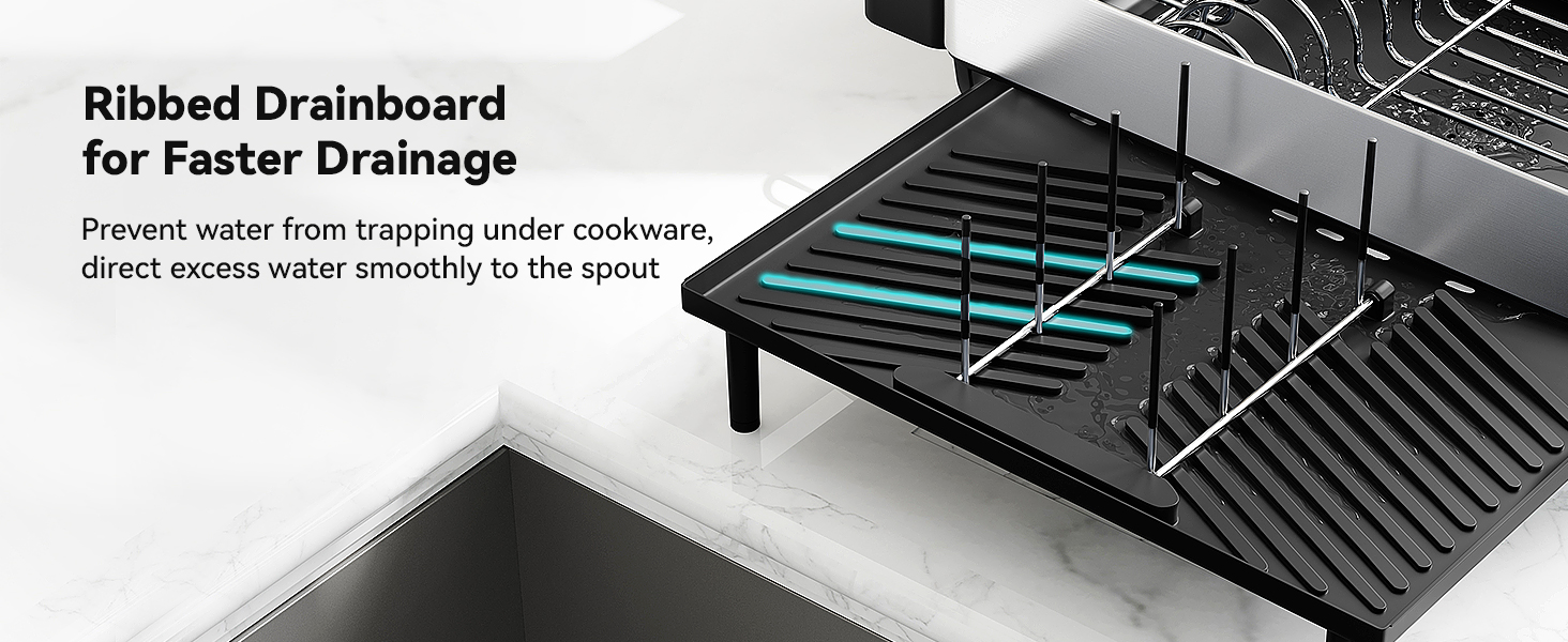 Expandable Dish Drying Rack_Large Dish Racks for Kitchen Counter_Stainless Steel Dish Drainers