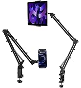 ULANZI T2 Adjustable Tablet Holder for Desk, Carbon Steel Tablet Phone Stand for Bed, Flexible Ta...