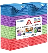 HOMERHYME Microfiber Cleaning Cloth, 52 Pack Cleaning Rags,12" X 11" Lint Free Dish Towels Wash C...