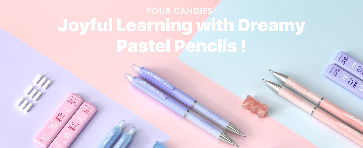 Four Candies Pastel Mechanical Pencils