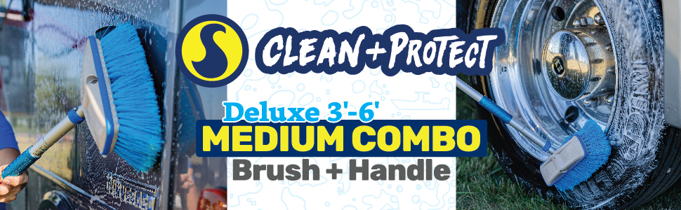 Star Brite, Clean and Protect, Deluxe 3'-6' Extending Handle and Brush Combo