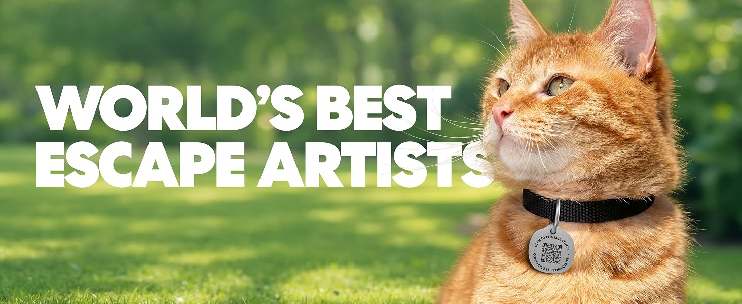 World's best escape artist - Pet Tag is for Cat's also.