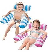 Pool Floats Kids, Meegoo 2 Pack Pool Lounge Chairs 3 Tubes Floaties Water Hammock Inflatable Pool...