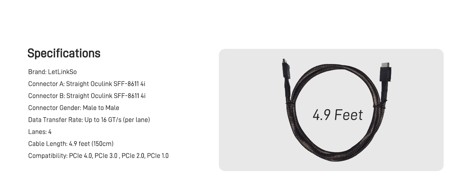 LetLinkSo Gen4 PCIe 4.0 Oculink SFF-8611 Connector
