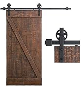 SMARTSTANDARD 6.6 Feet Heavy Duty Sliding Barn Door Hardware Kit, 4FT - 18FT, Black, Smoothly and...