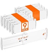 Lifewit 4" Tall 9 Pack Drawer Dividers, 27-42cm/10.5-16.5" Expandable Drawer Divider for Clothes,...