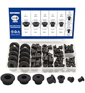 BOPOREAE 110PCS Tophat Silicone Rubber Grommets for Wiring Assortment Kit, Waterproof Automotive ...