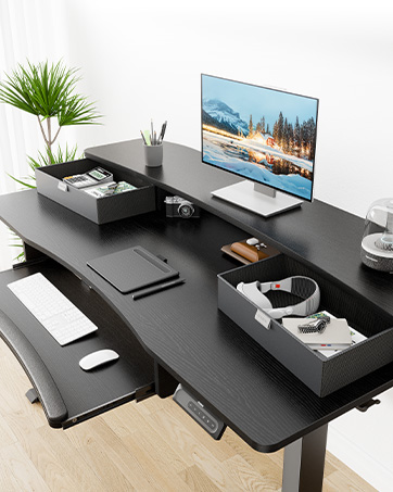 huanuo electric standing desk with drawer with keyboard tray