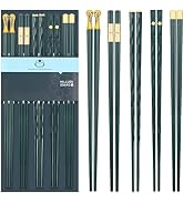 5 Pairs Chopsticks Reusable Fiberglass Dishwasher Safe, 9.57 inch/24.3cm Matte Non-Slip Family/ H...
