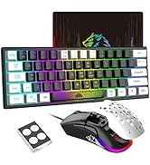 LexonElec K61 60% Wired Gaming Keyboard and Mouse,Mini RGB Backlit LED Keyboard Mechanical Feel,H...