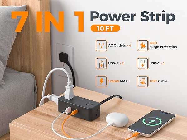 Power Strip with USB Ports