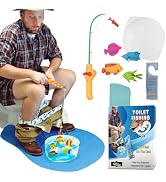 Enjoyable Potty Fisher Toilet Fishing Game, Adjustable Rod, Water Tank, 4 Colored Fishes, Pink Ma...