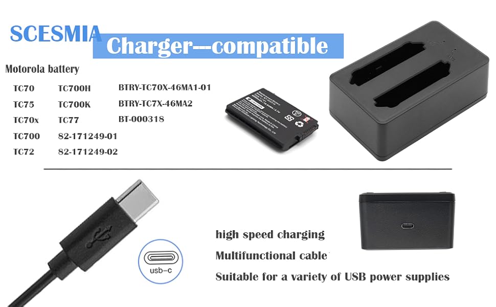 Charger Replacement Battery for BLU TC70 TC75 TC70x TC700 TC72 TC700H TC700K TC77 82-171249-01