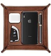 SITHON Valet Tray Desktop Storage Organizer – Premium PU Leather Catchall Tray Bedside Vanity Tra...