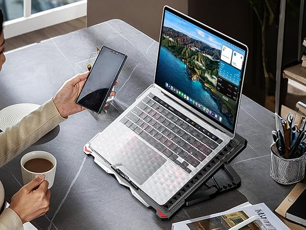 S035RED 5 fans cooling pad for laptop chill mat heat dissipation fan booster deck rack dock canddy