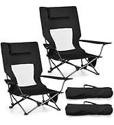 2 Pack Beach Camping Chair (High Back), Joyfair Outdoor Folding Lawn Chairs for Adults, Heavy Dut...