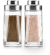 Glass Salt and Pepper Shakers Set - Aelga Salt Shaker with Stainless Steel Lid - Elegant Farmhous...
