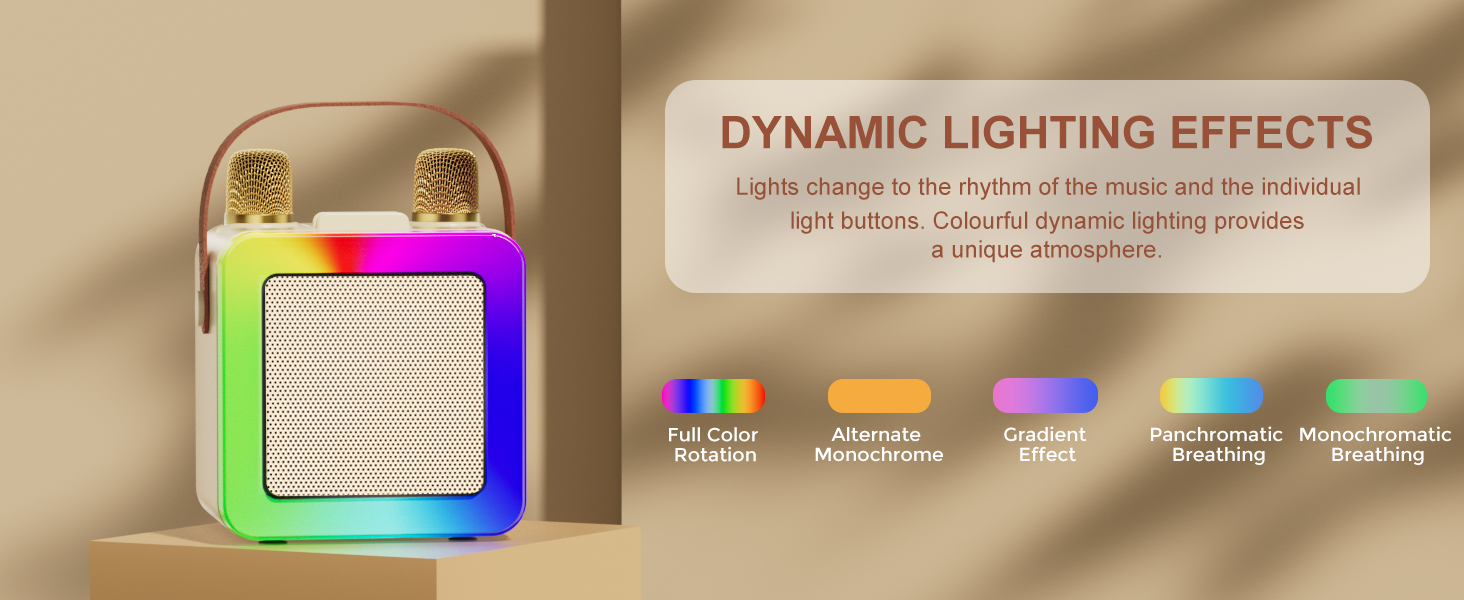 Karaoke machine with colorful lights