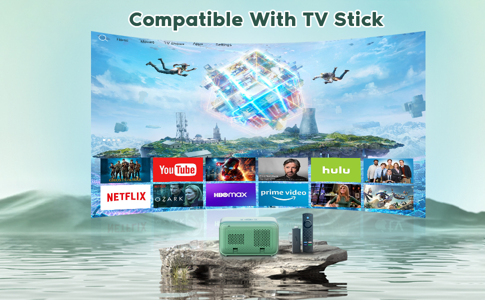 Projector Compatible with Smartphone/HDMI/USB/TV Stick