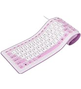 103 Keys Foldable Silicone Keyboard,Wired USB Silicone Keyboard Silent Keyboard Soft Touch Keyboa...