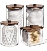 Tbestmax 4 Pack Qtip Holder Bathroom Container, 10/7oz Cotton Ball/Swabs Dispenser, Apothecary Ja...