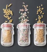 10 Pieces Mason Jar Pattern Food Saver Storage Bags Set Airtight Reusable Bottle Modeling Zippers...