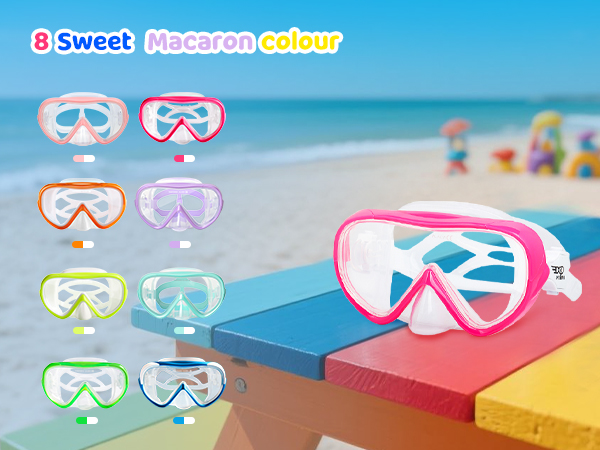 Kids Goggles with Nose Cover Kids Swim Goggles180° Clear View Snorkel Diving Mask for 5-15 Anti-Fog