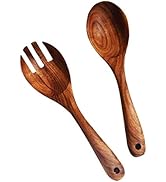 KALINCO Wooden Acacia Salad Servers with Salad Spoon and Fork Set Cooking Utensils for Kitchen (N...