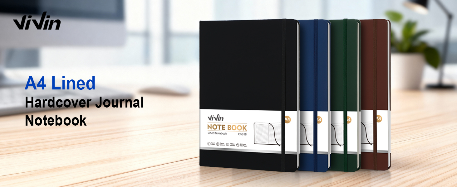 A4 Lined Hardcover Journal Notebook