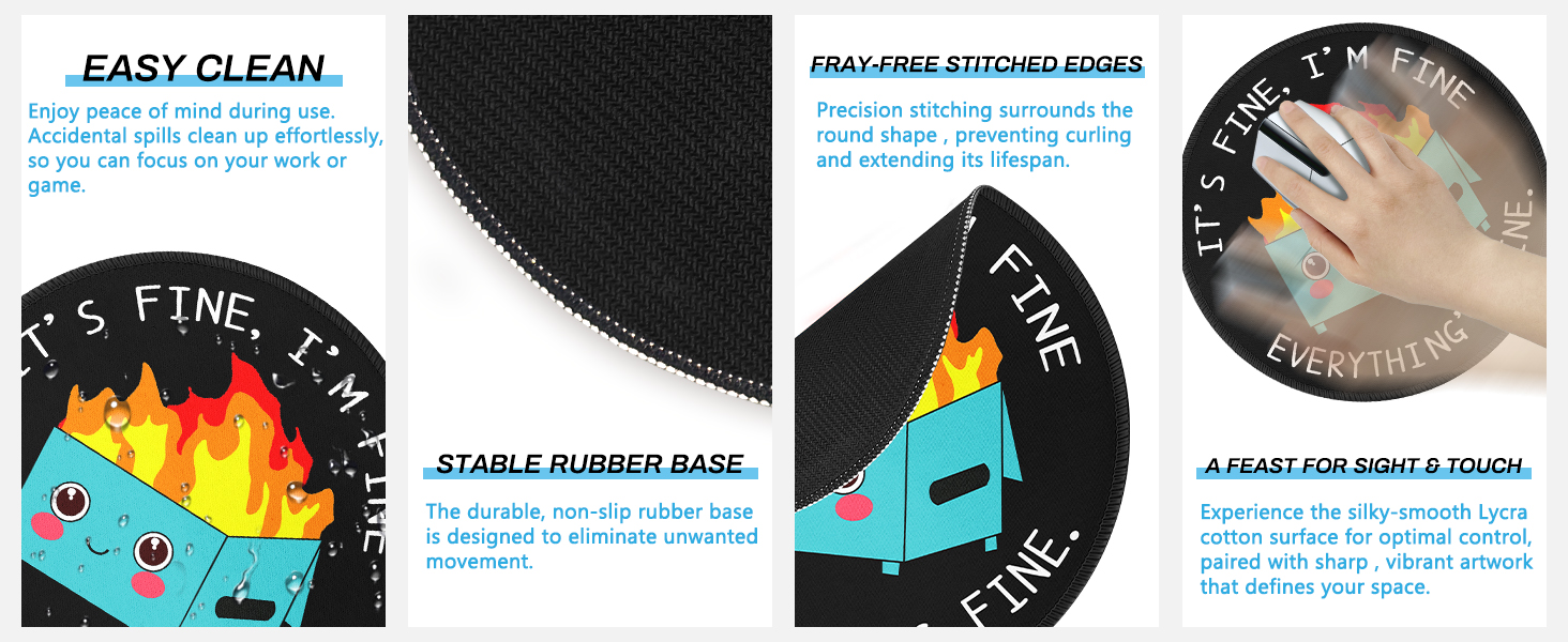 A premium, easy-clean mouse pad with a non-slip base and fray-resistant edges.