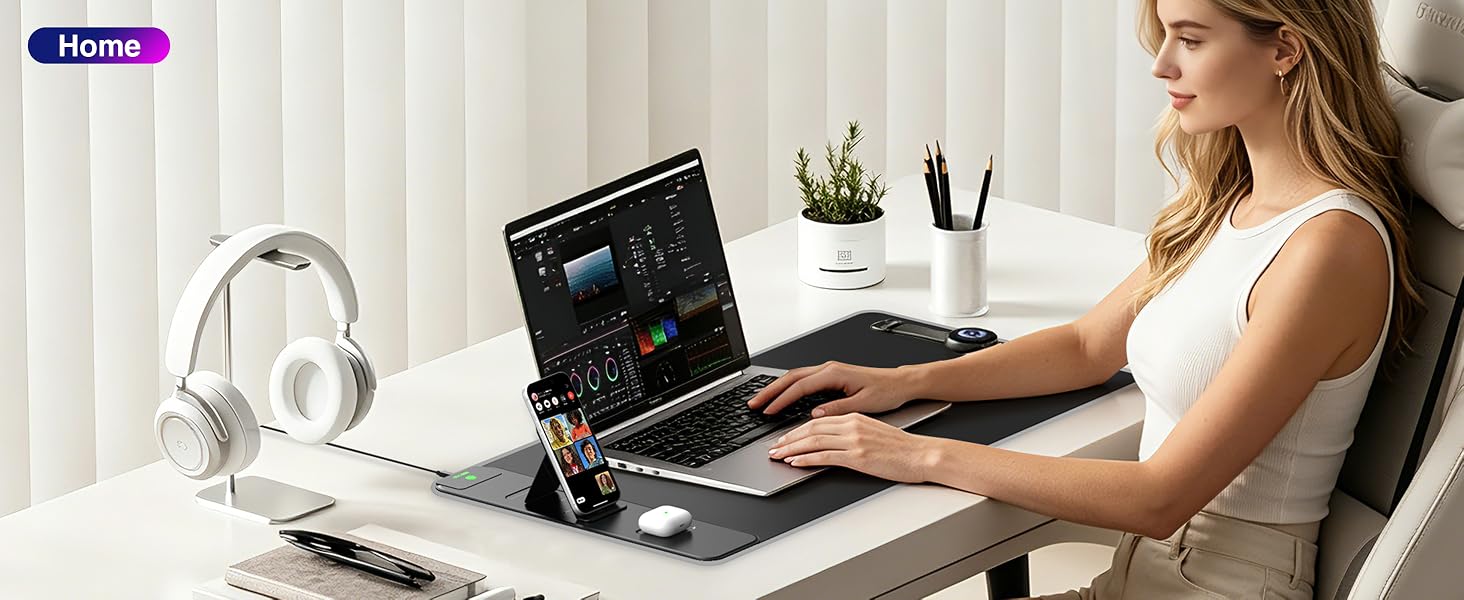 RGB Gaming Mouse Pad with Wireless Charging Phone Stand